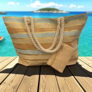 Alternative view of Ψάθινη Τσάντα Θαλάσσης από Υψηλής Ποιότητας Πλέξη JP